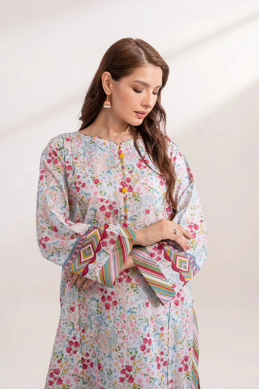 2PC Unstitched Printed Lawn Shirt and Trouser KST-3243 Printed KHAS STORES 