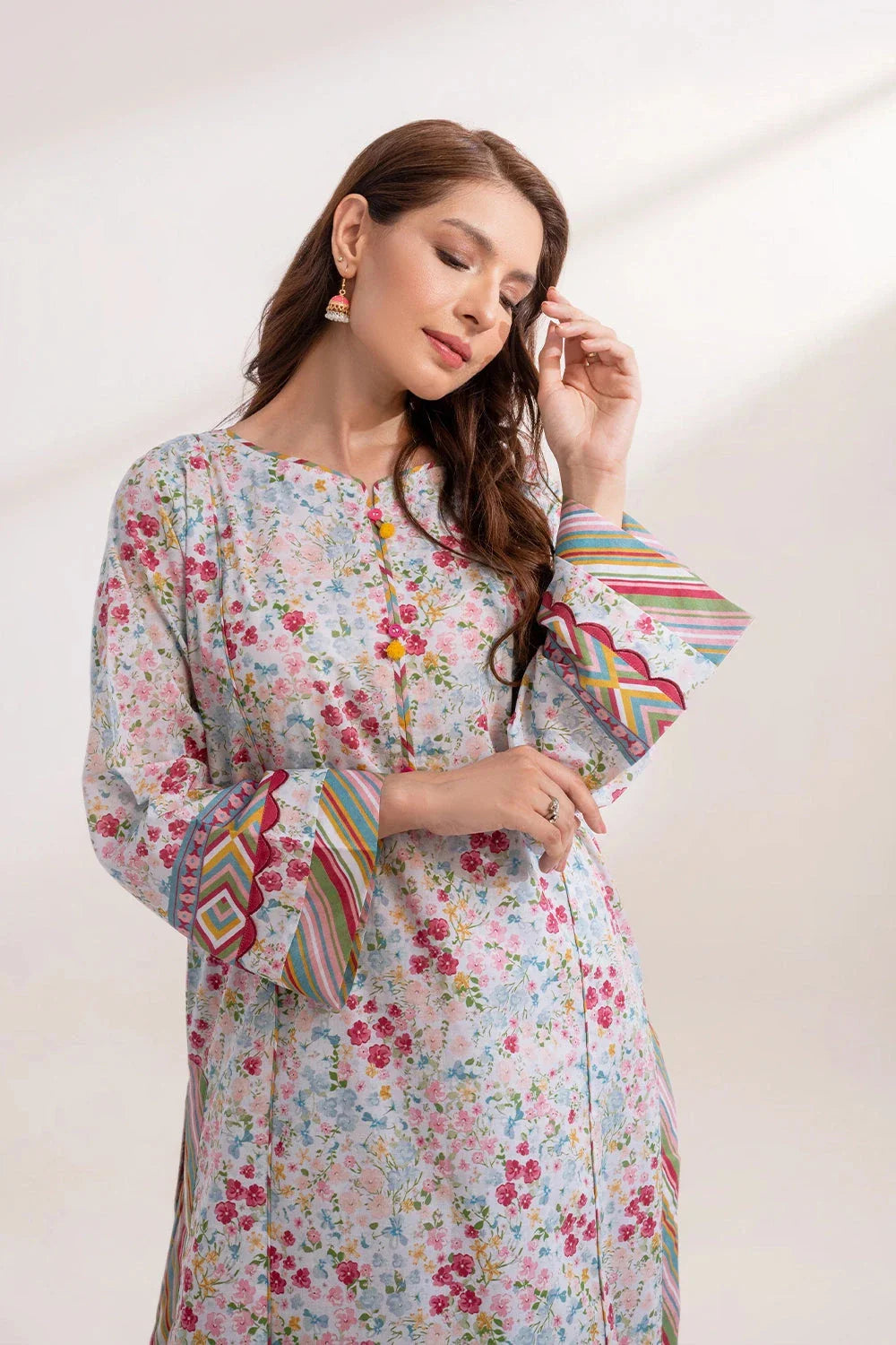 2PC Unstitched Printed Lawn Shirt and Trouser KST-3243 Printed KHAS STORES 