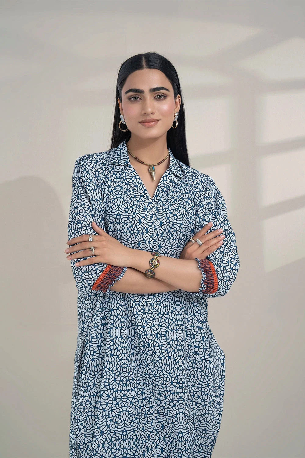 2PC Unstitched Printed Lawn Shirt and Trouser KST-3253 Printed KHAS STORES 