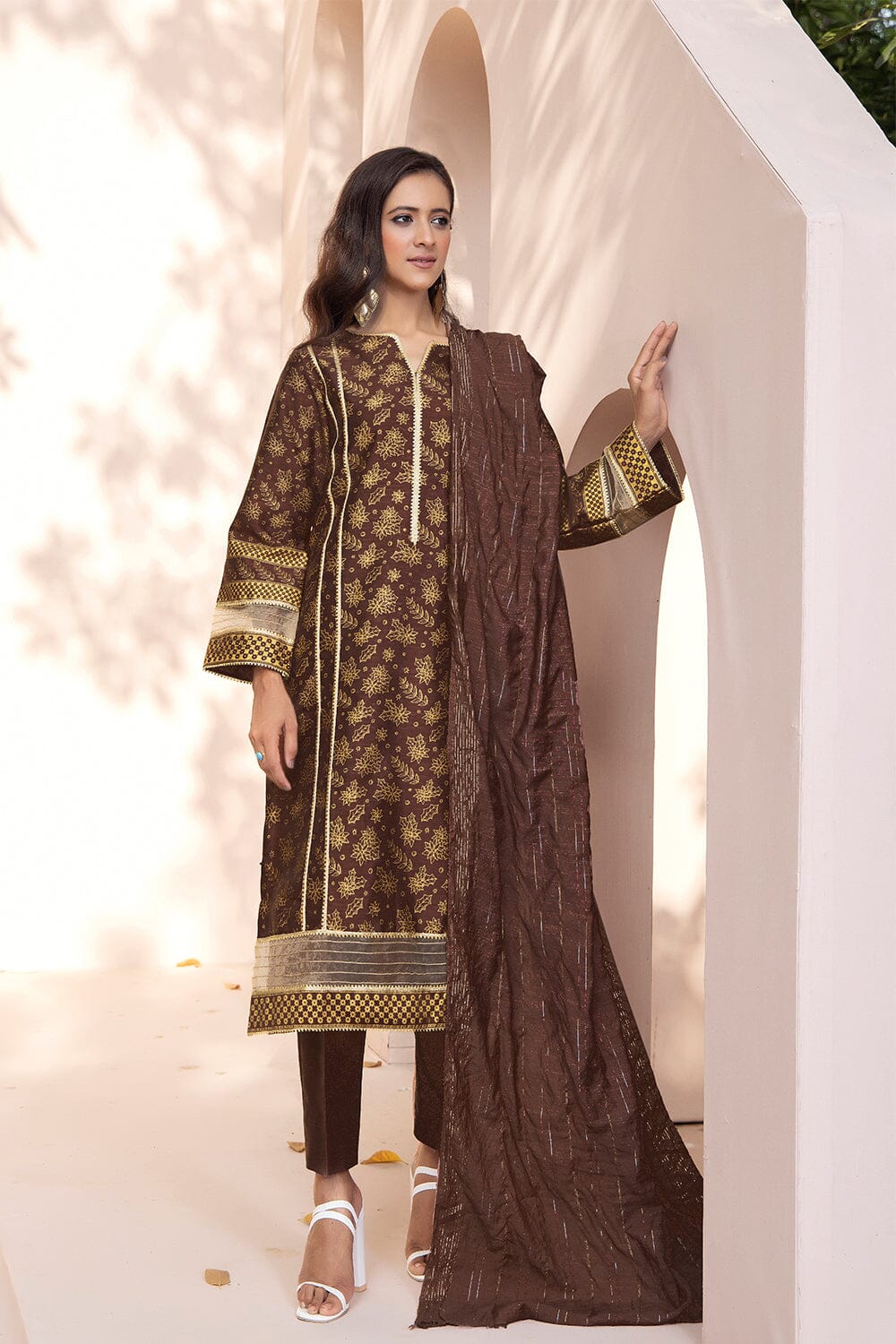 3 Pcs Unstitched EMB Faux Silk SUIT KFS-2330 KHAS STORES 