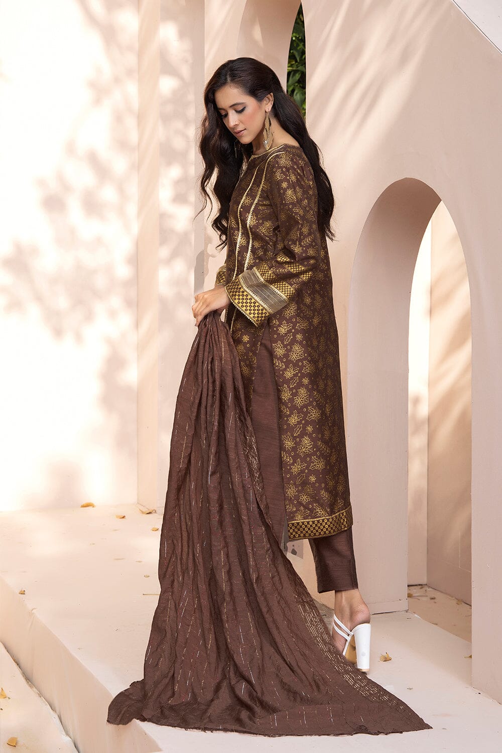 3 Pcs Unstitched EMB Faux Silk SUIT KFS-2330 KHAS STORES 