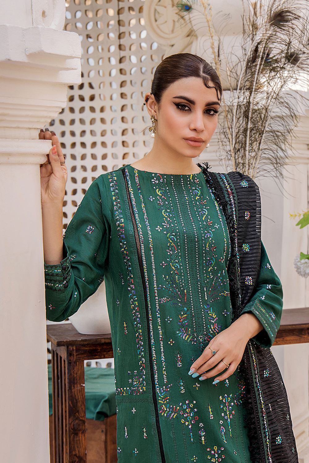 3 Pcs Unstitched Emb Khaddar Suit KKE-1616 KHAS STORES 