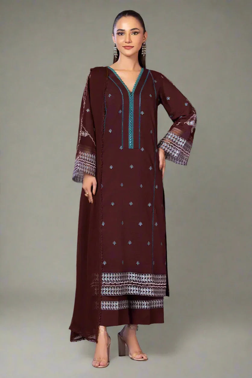 3PC Embroidered Unstitched Cambric Suit KSDE-2835 Embroidered KHAS STORES 