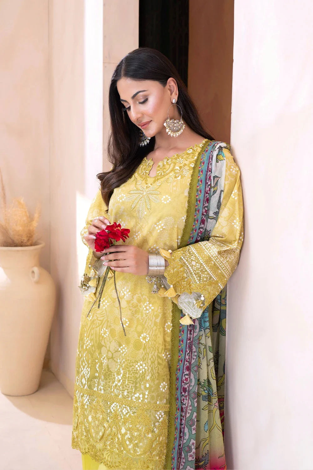 3PC Embroidered Unstitched Lawn Suit KC-3323 Embroidered KHAS STORES 
