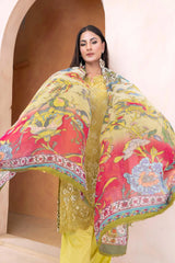 3PC Embroidered Unstitched Lawn Suit KC-3323 Embroidered KHAS STORES 
