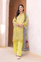 3PC Embroidered Unstitched Lawn Suit KC-3323 Embroidered KHAS STORES 