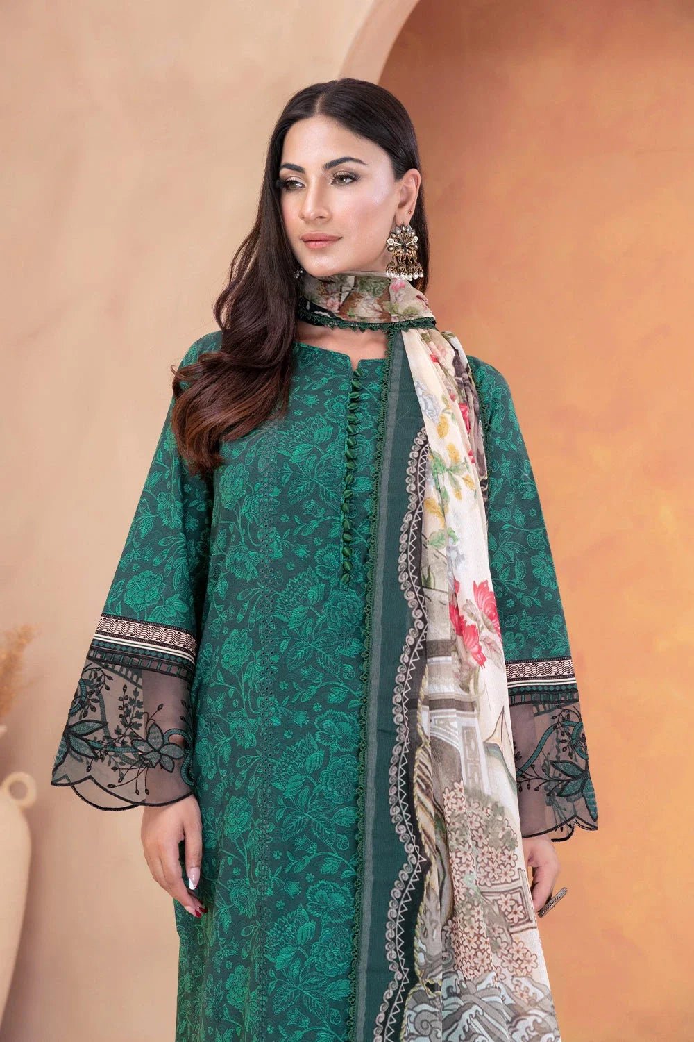 3PC Embroidered Unstitched Lawn Suit KC-3327 Embroidered KHAS STORES 