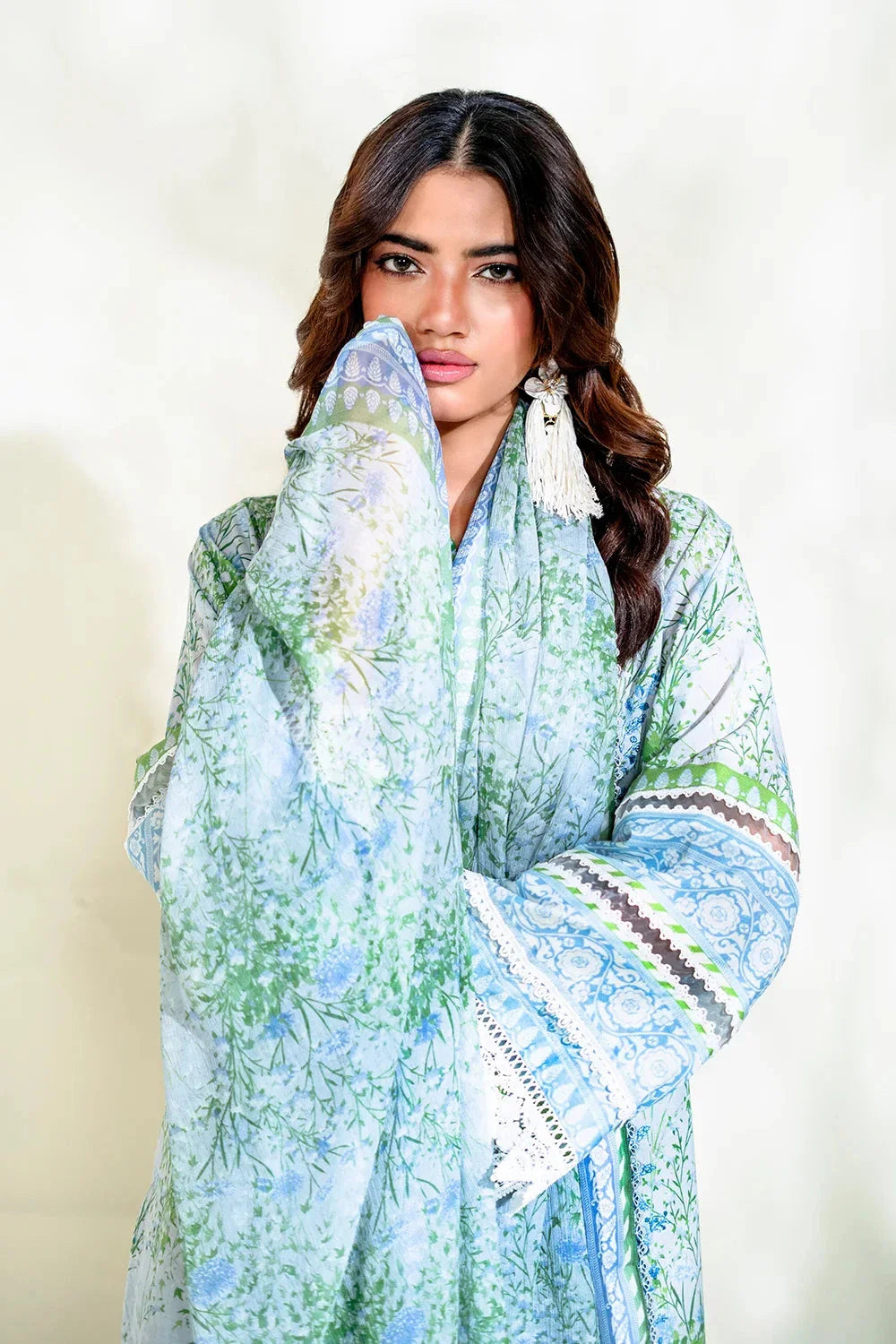 3PC Embroidered Unstitched Lawn Suit | KC-3774 Embroidered KHAS STORES 
