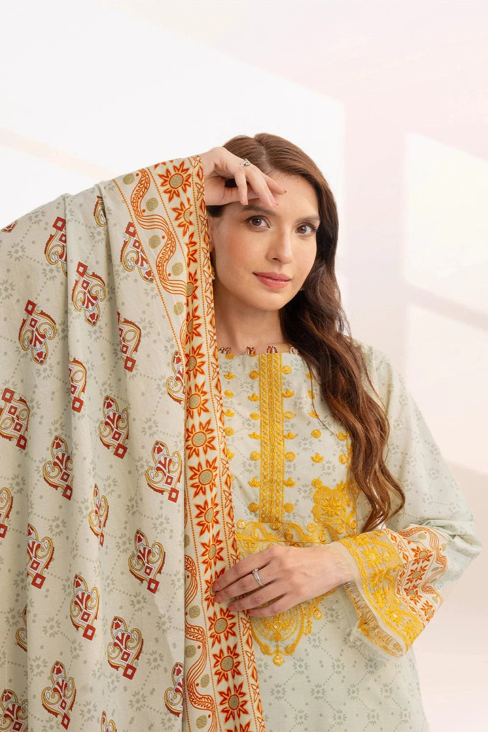 3PC Embroidered Unstitched Lawn Suit KL-3318 Embroidered KHAS STORES 