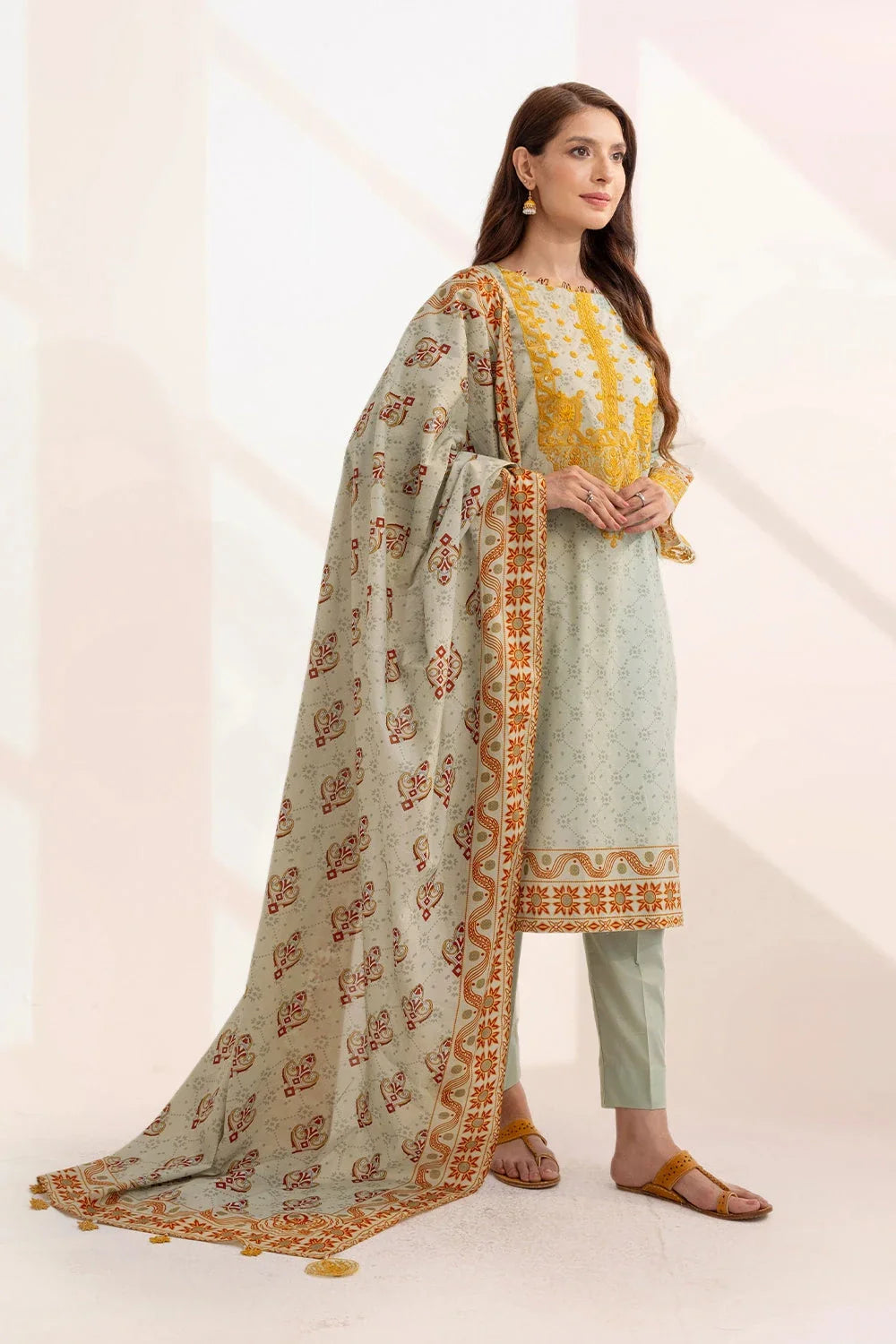 3PC Embroidered Unstitched Lawn Suit KL-3318 Embroidered KHAS STORES 