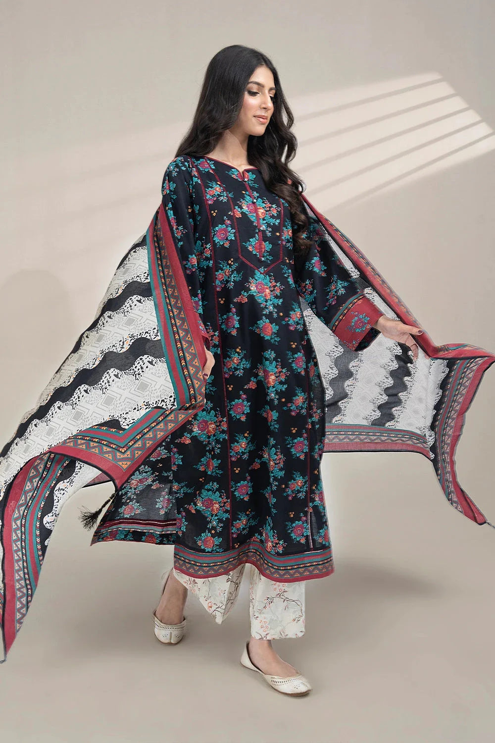 3PC Printed Unstitched Lawn Suit KLA-3278 Printed KHAS STORES 