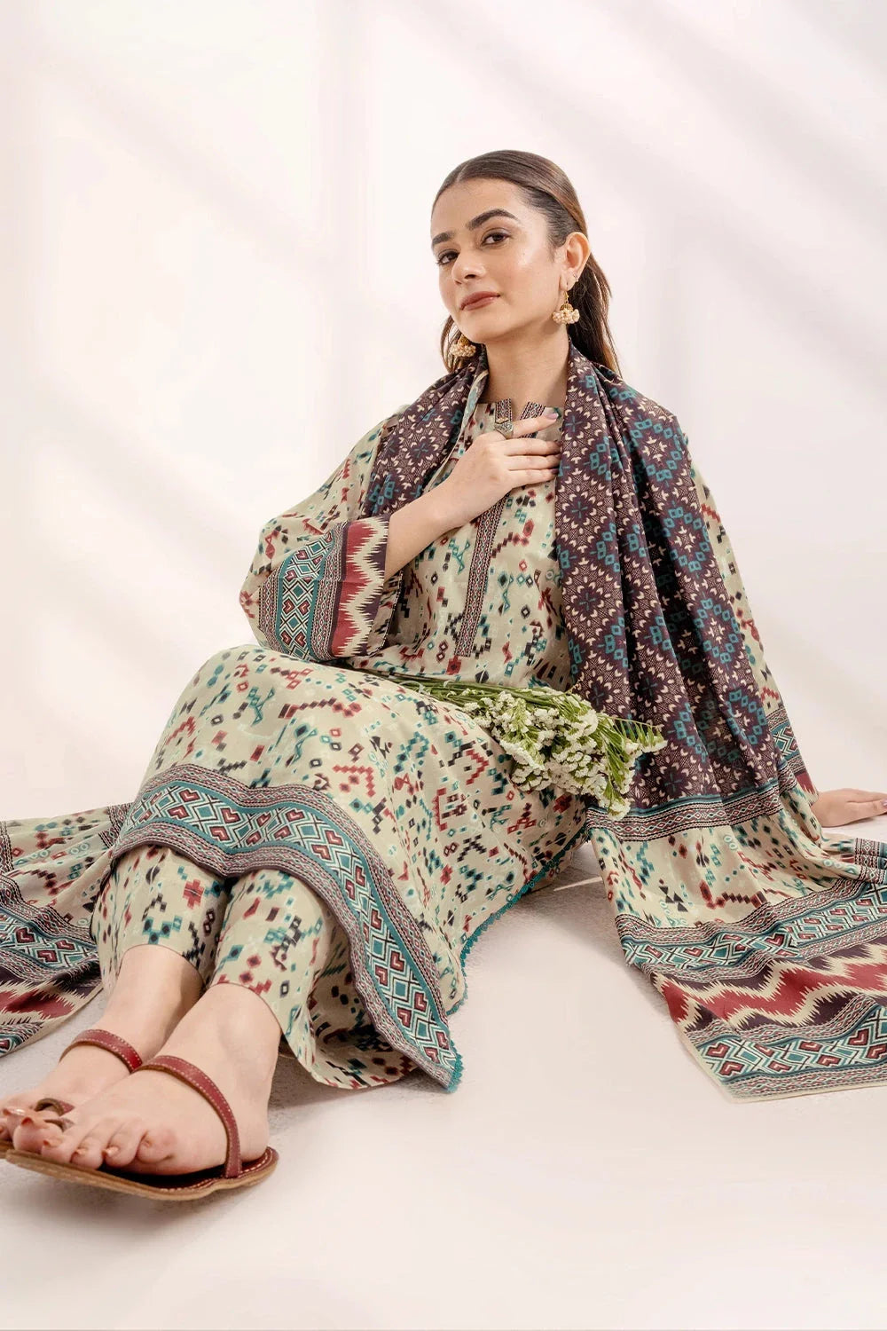 3PC Printed Unstitched Lawn Suit KLA-3279 Printed KHAS STORES 