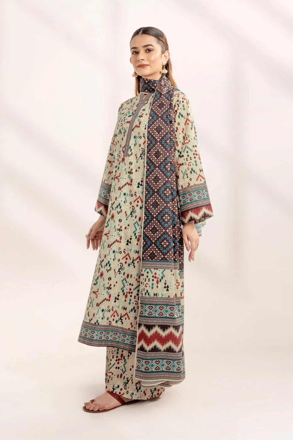 3PC Printed Unstitched Lawn Suit KLA-3279 Printed KHAS STORES 