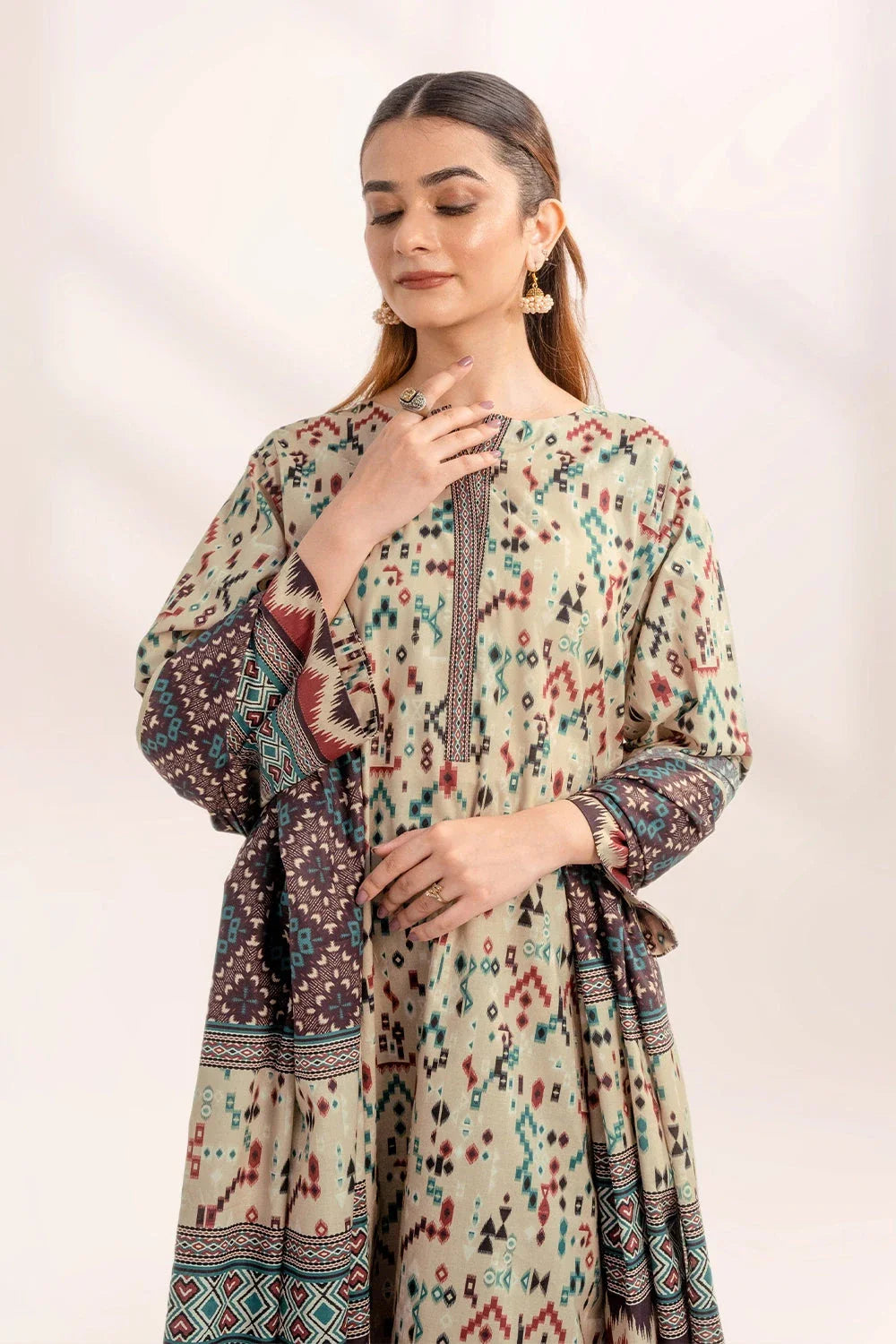 3PC Printed Unstitched Lawn Suit KLA-3279 Printed KHAS STORES 