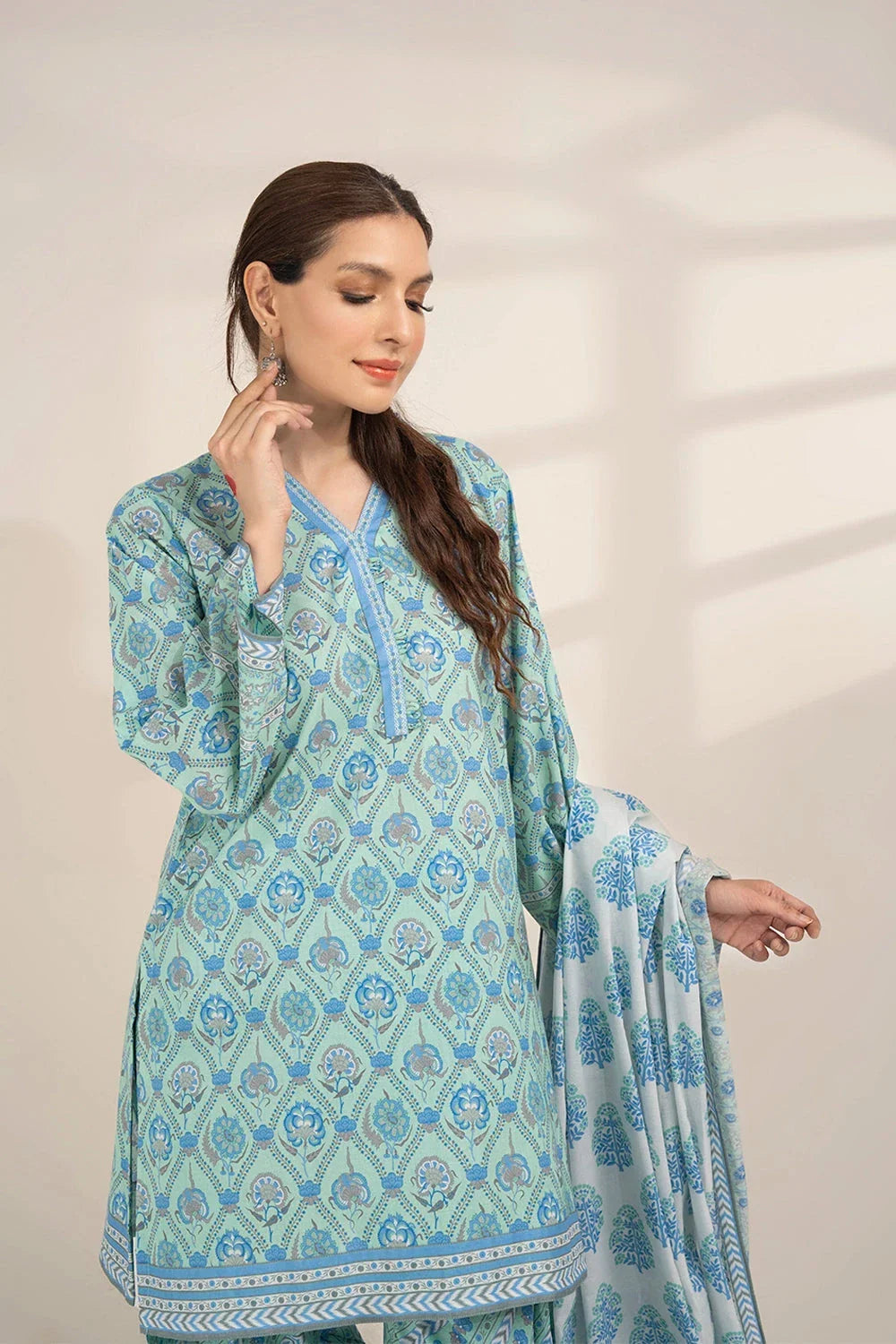 3PC Printed Unstitched Lawn Suit KLA-3281 Printed KHAS STORES 