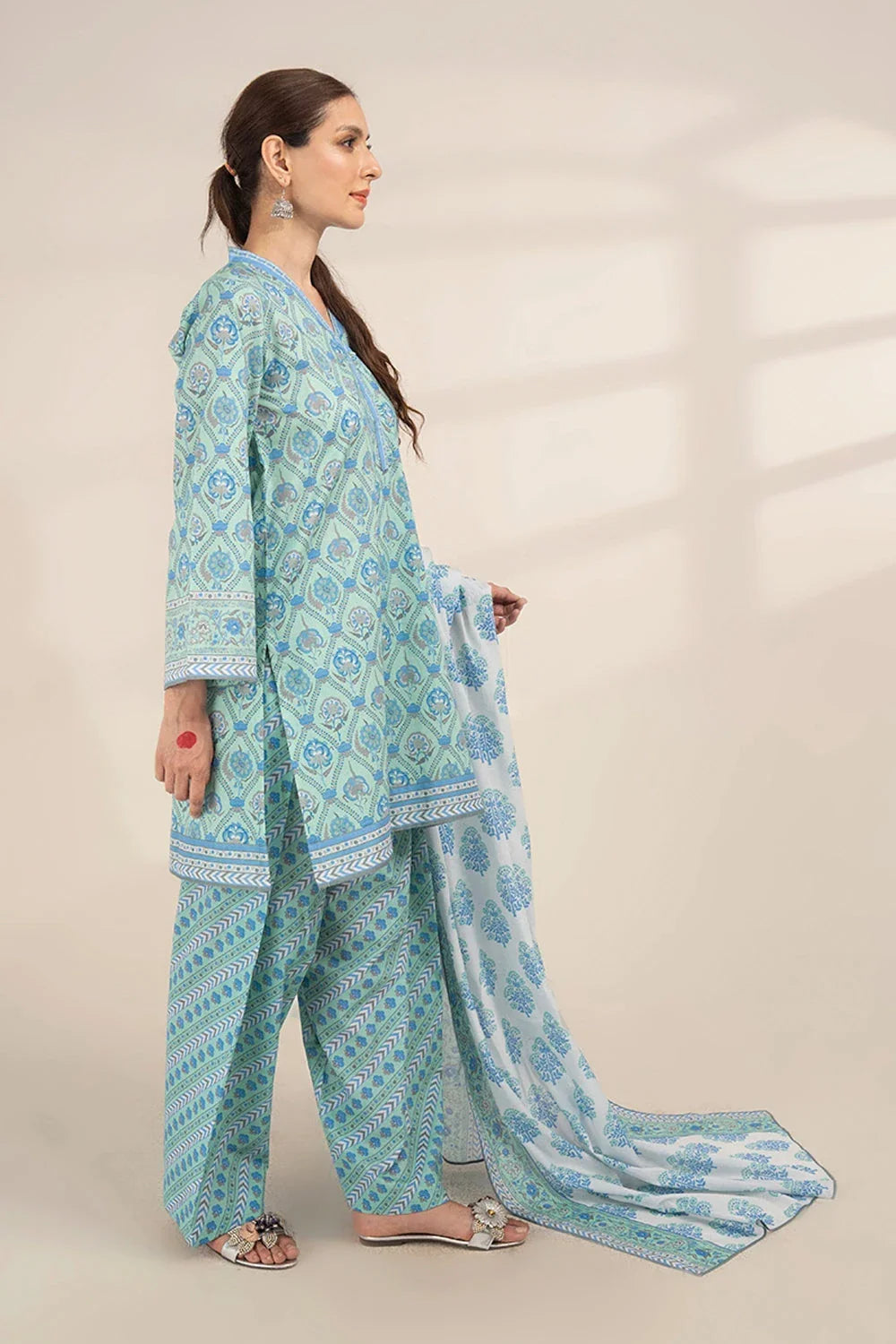 3PC Printed Unstitched Lawn Suit KLA-3281 Printed KHAS STORES 