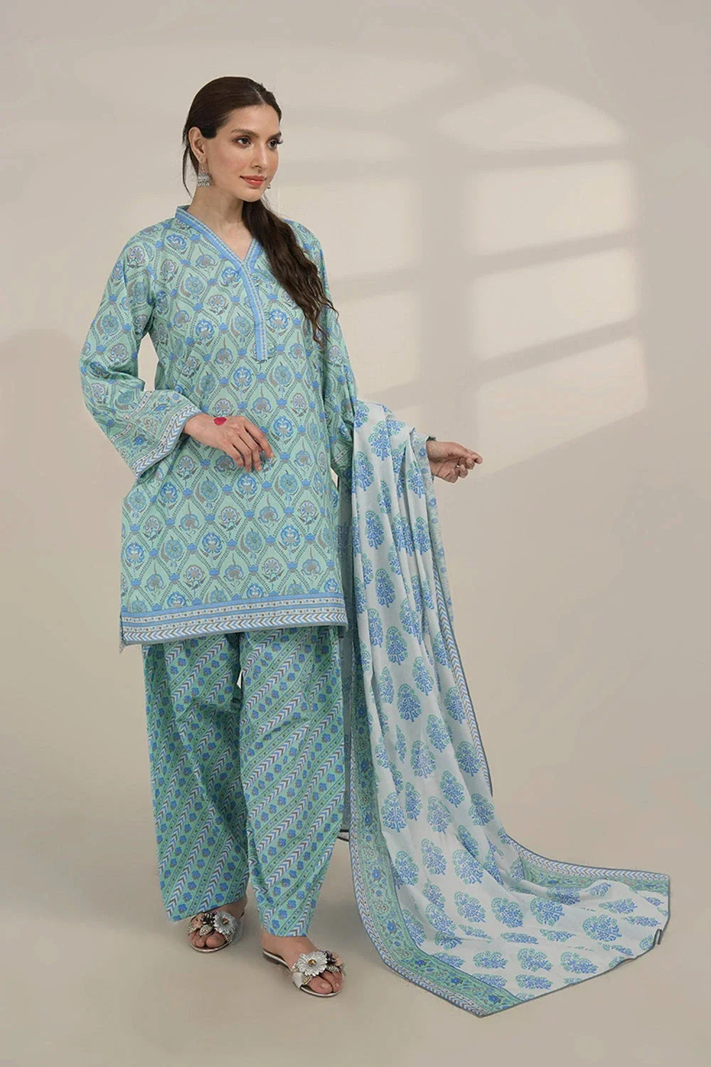 3PC Printed Unstitched Lawn Suit KLA-3281 Printed KHAS STORES 