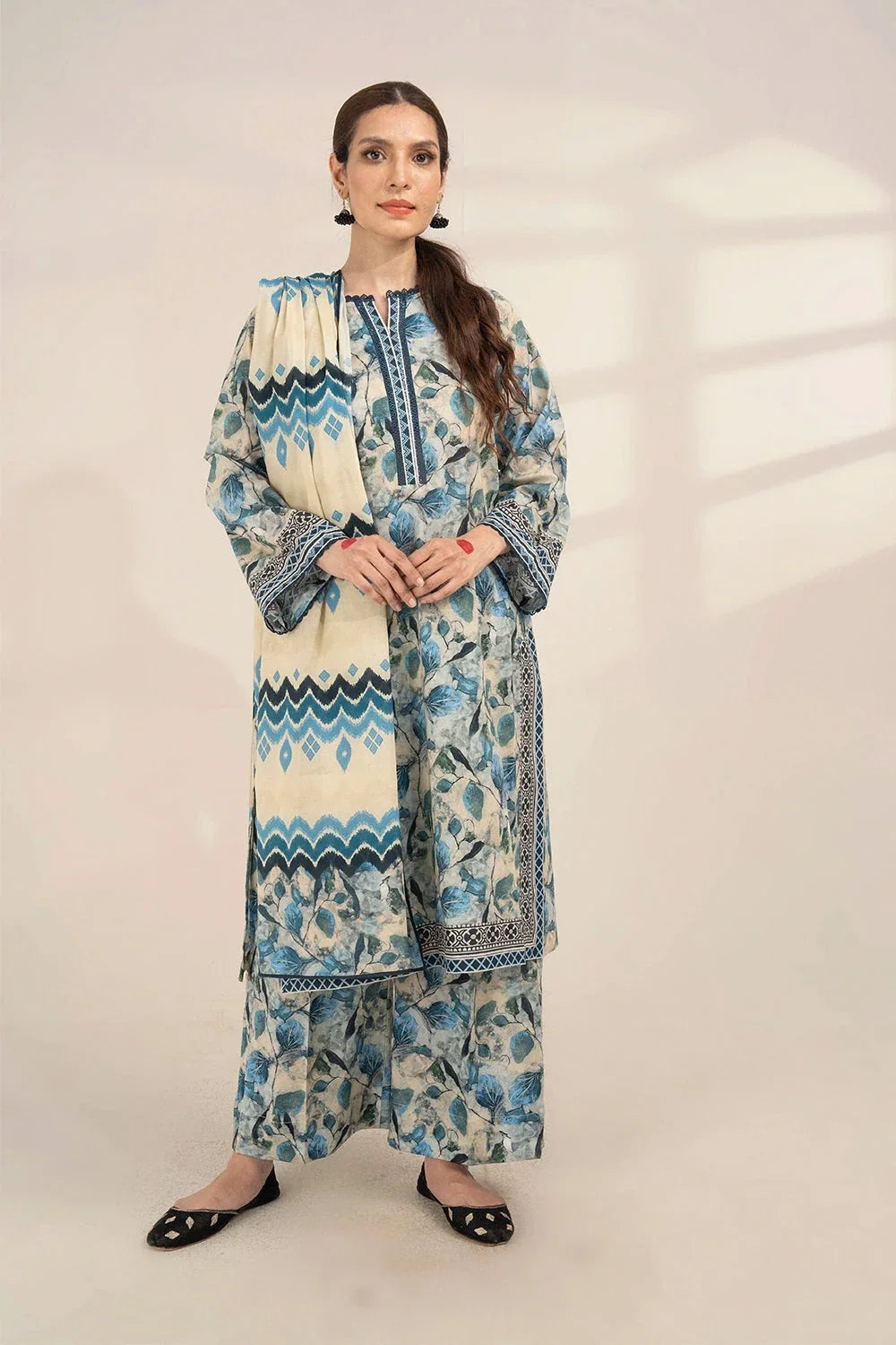 3PC Printed Unstitched Lawn Suit KLA-3283 Printed KHAS STORES 