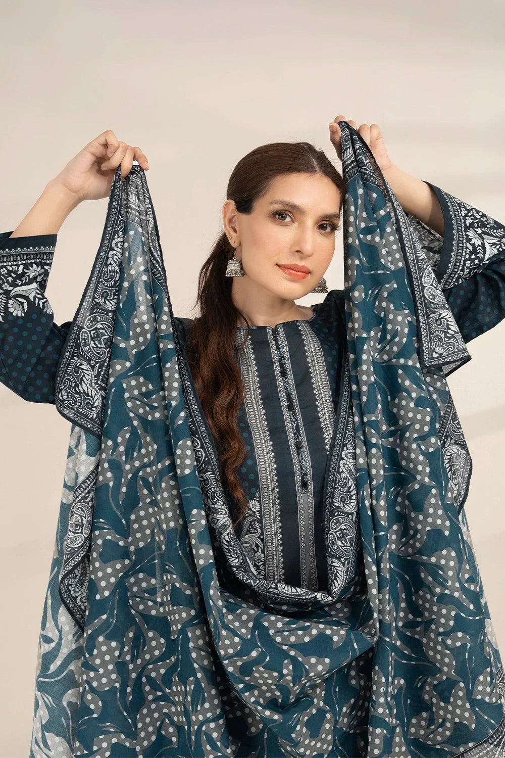3PC Printed Unstitched Lawn Suit KLA-3284 Printed KHAS STORES 