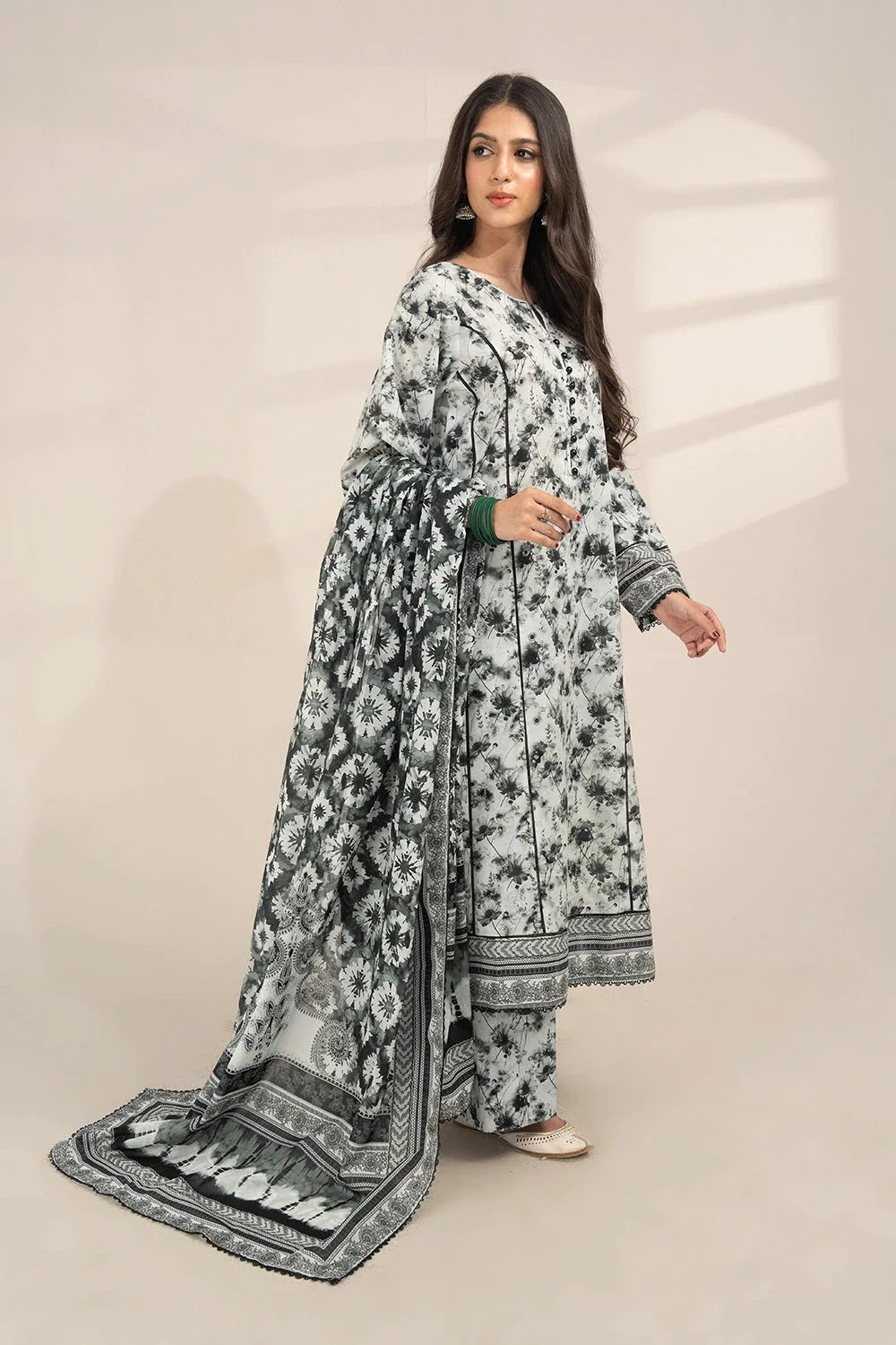 3PC Printed Unstitched Lawn Suit KLA-3286 Printed KHAS STORES 