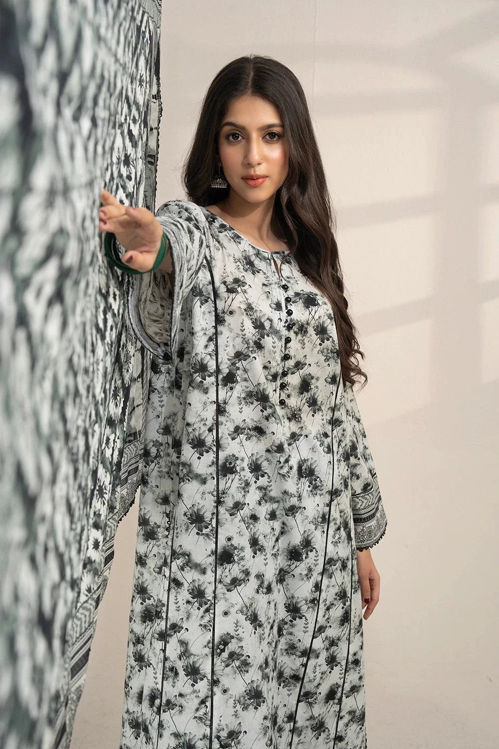 3PC Printed Unstitched Lawn Suit KLA-3286 Printed KHAS STORES 