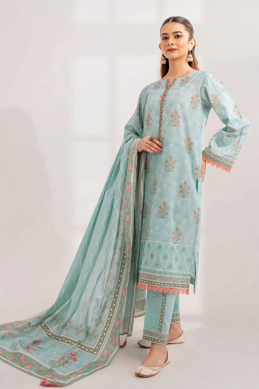 3PC Printed Unstitched Lawn Suit KLA-3292 Printed KHAS STORES 
