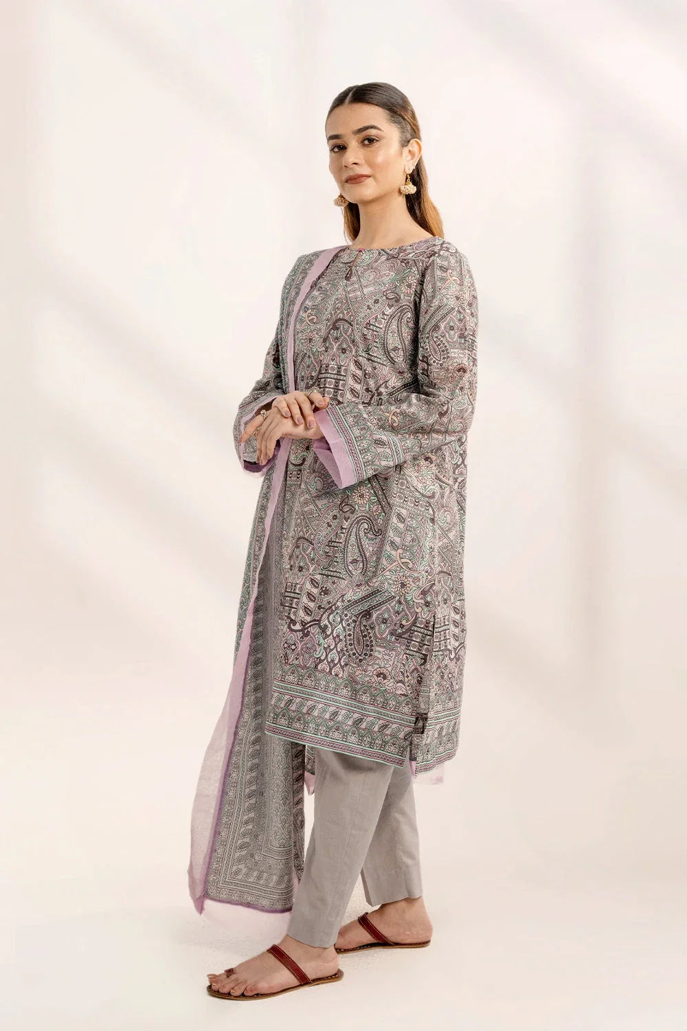 3PC Printed Unstitched Lawn Suit KLA-3293 Printed KHAS STORES 