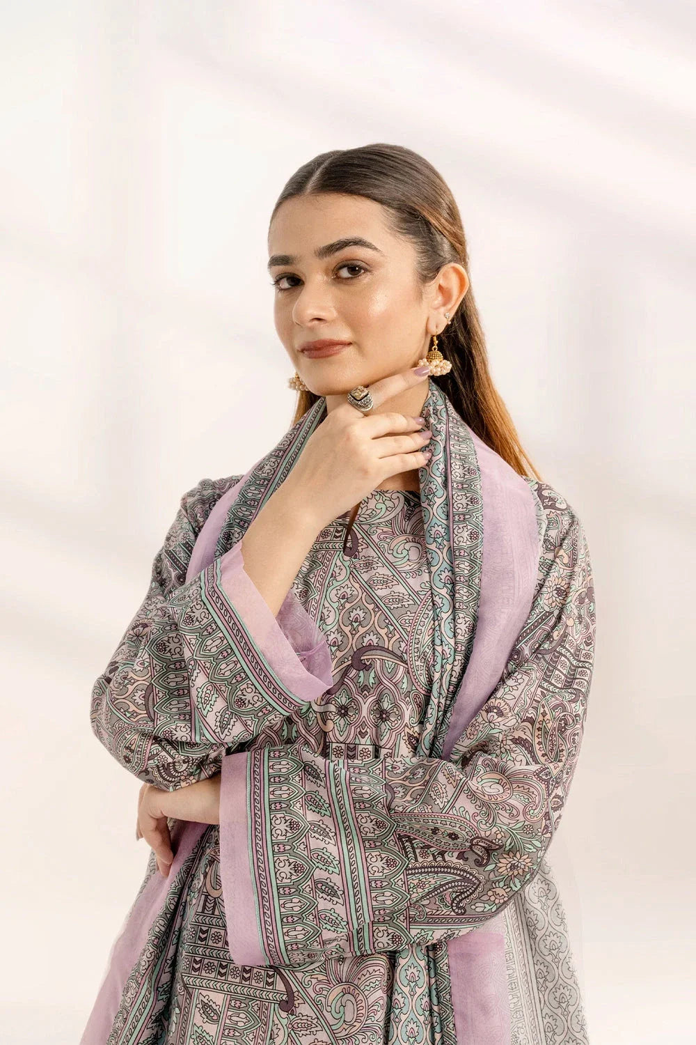 3PC Printed Unstitched Lawn Suit KLA-3293 Printed KHAS STORES 
