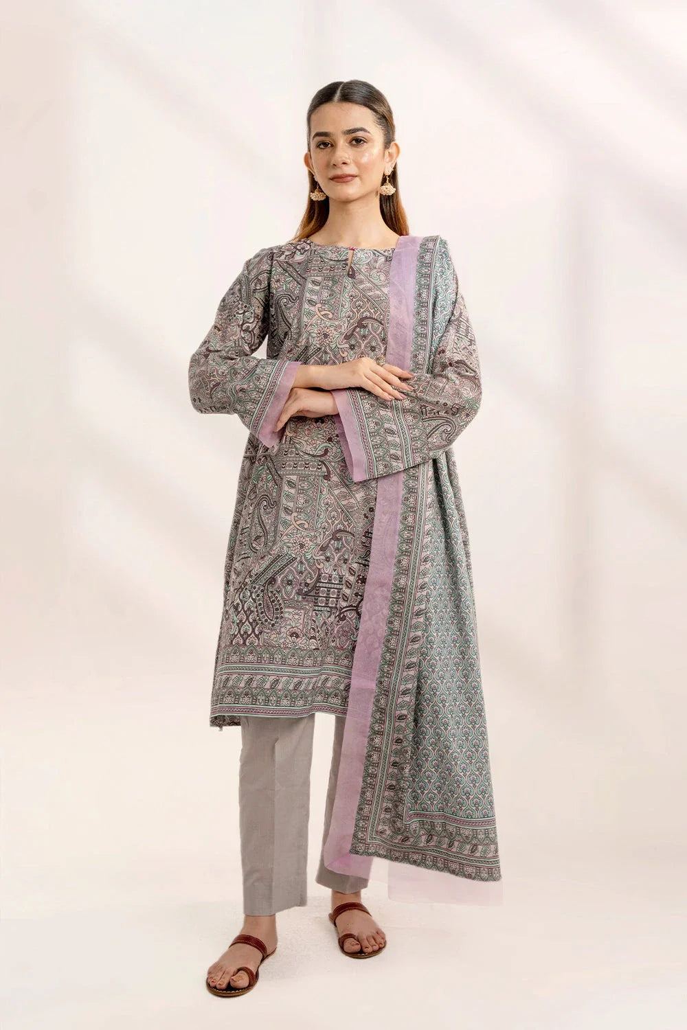 3PC Printed Unstitched Lawn Suit KLA-3293 Printed KHAS STORES 