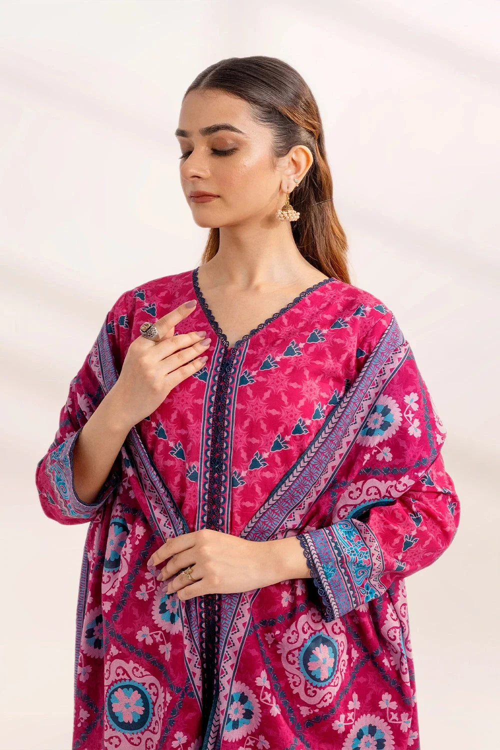 3PC Printed Unstitched Lawn Suit KLA-3300 Printed KHAS STORES 