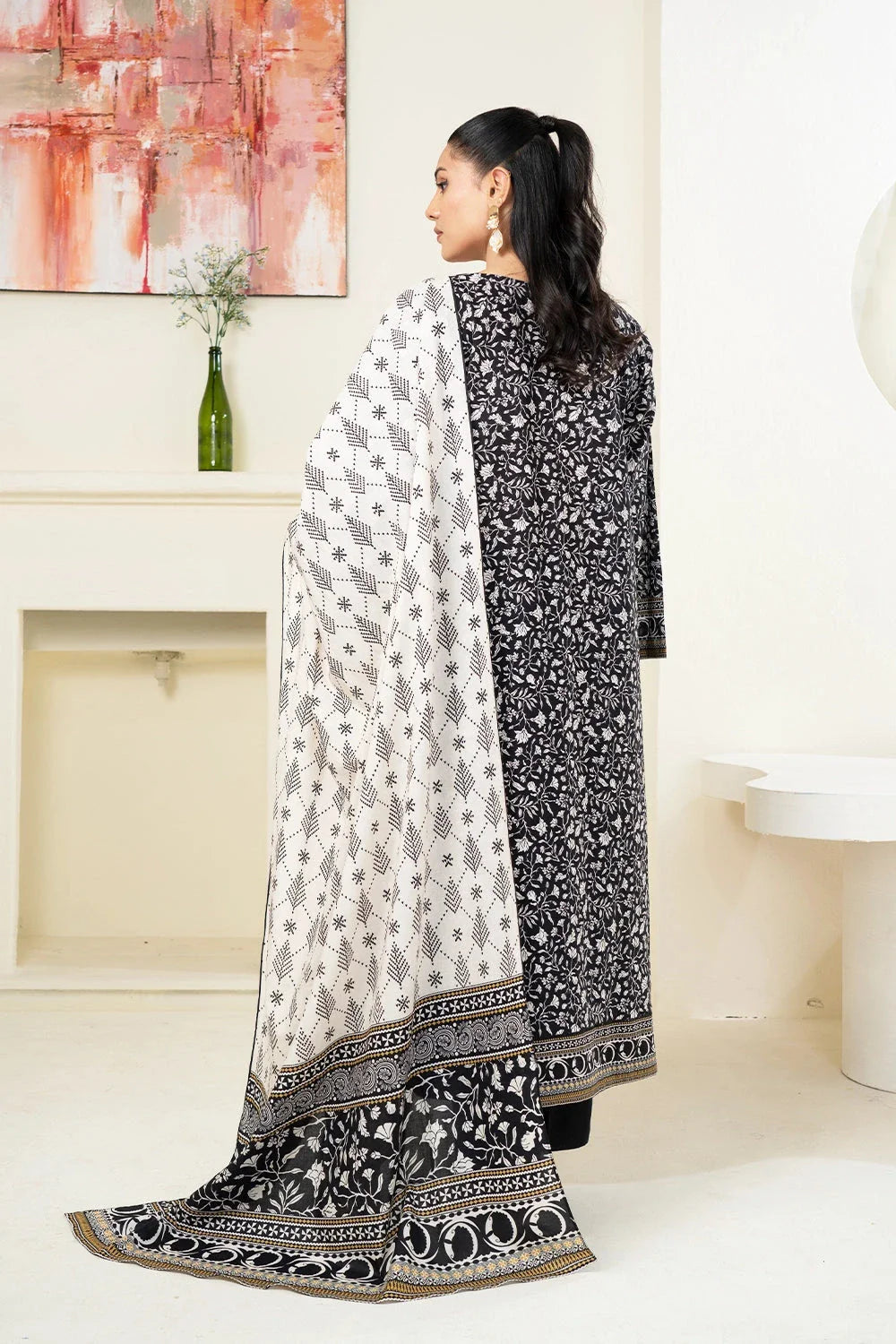 3PC Printed Unstitched Lawn Suit KLA-3420 Printed KHAS STORES 
