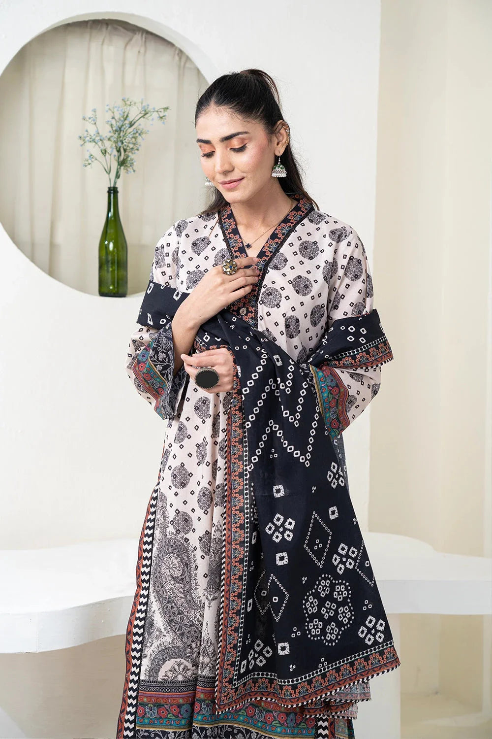 3PC Printed Unstitched Lawn Suit KLA-3421 Printed KHAS STORES 