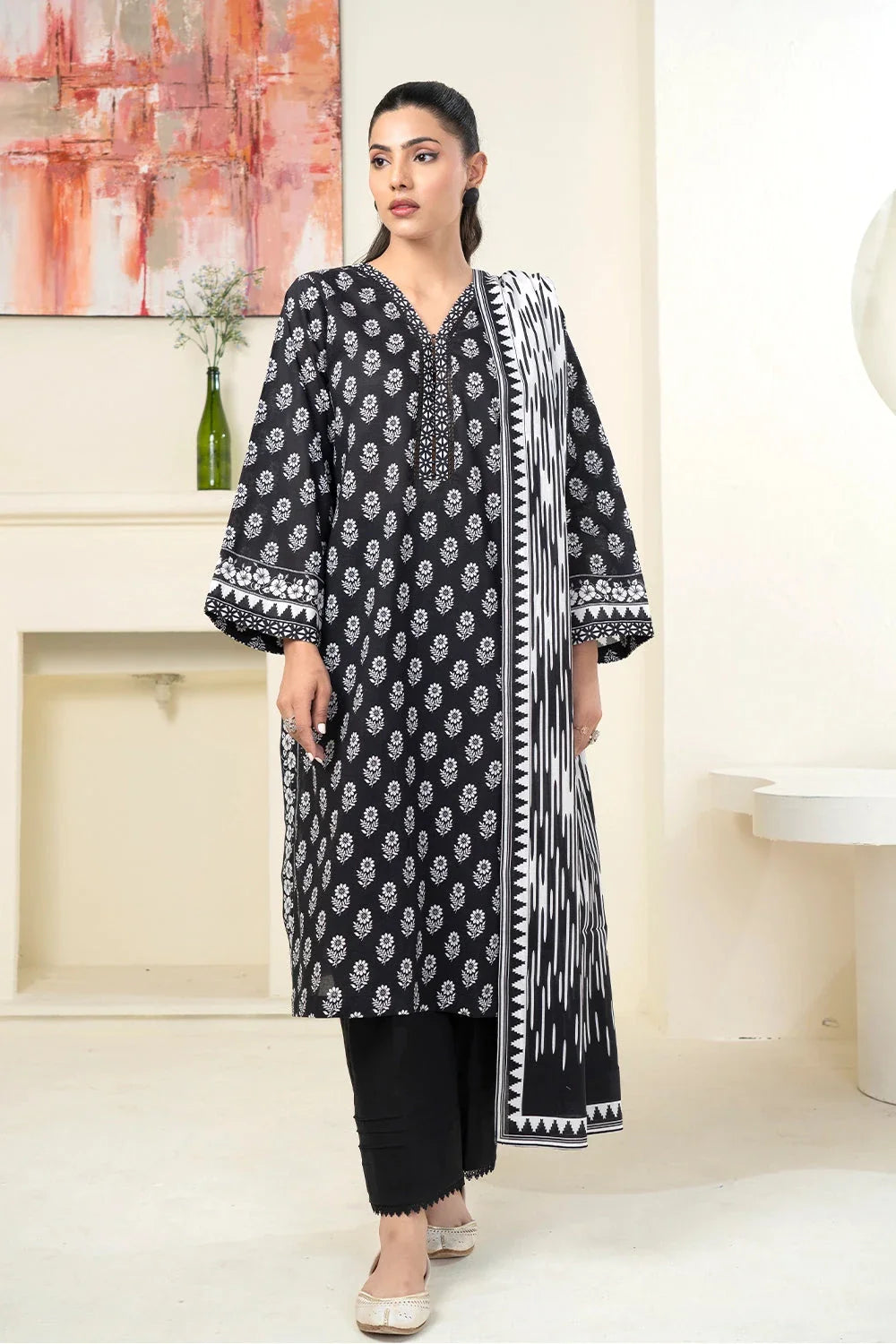 3PC Printed Unstitched Lawn Suit KLA-3422 Printed KHAS STORES 