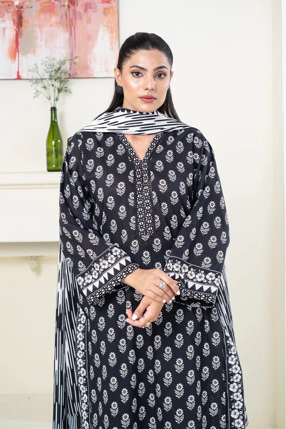 3PC Printed Unstitched Lawn Suit KLA-3422 Printed KHAS STORES 