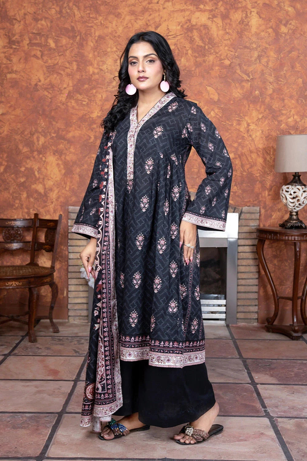 3PC Printed Unstitched Lawn Suit KLA-3487 Printed KHAS STORES 