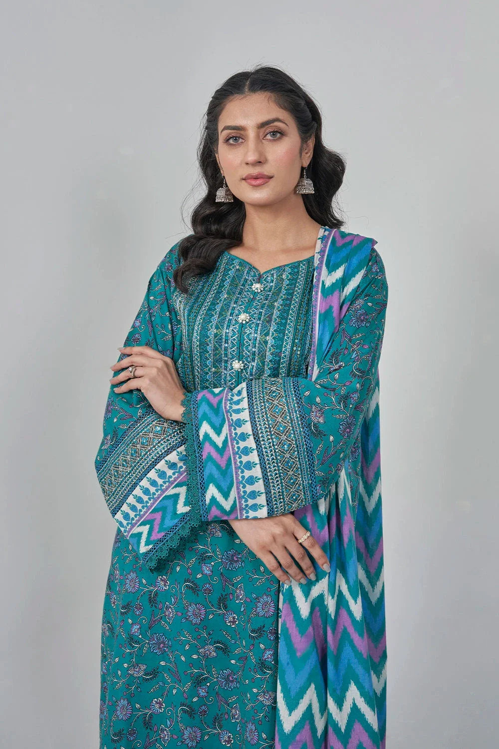 3PC Stitched Embroidered Lawn Suit KL-RTW-3075 KHAS STORES 
