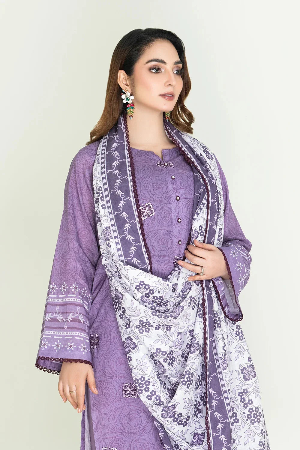 3PC Stitched Embroidered Lawn Suit | KL-RTW-3902 Embroidered KHAS STORES 