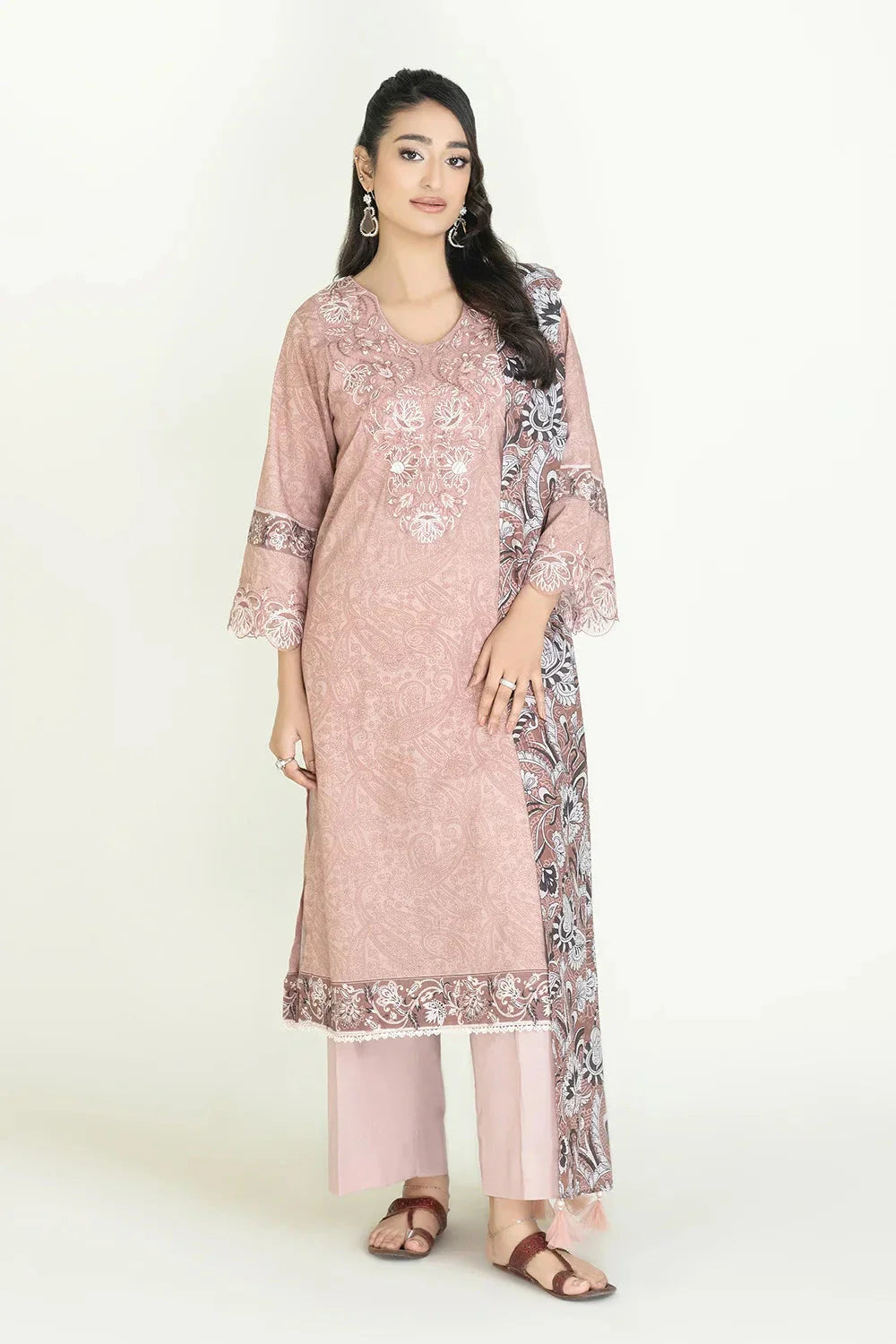 3PC Stitched Embroidered Lawn Suit | KL-RTW-3903 Embroidered KHAS STORES 