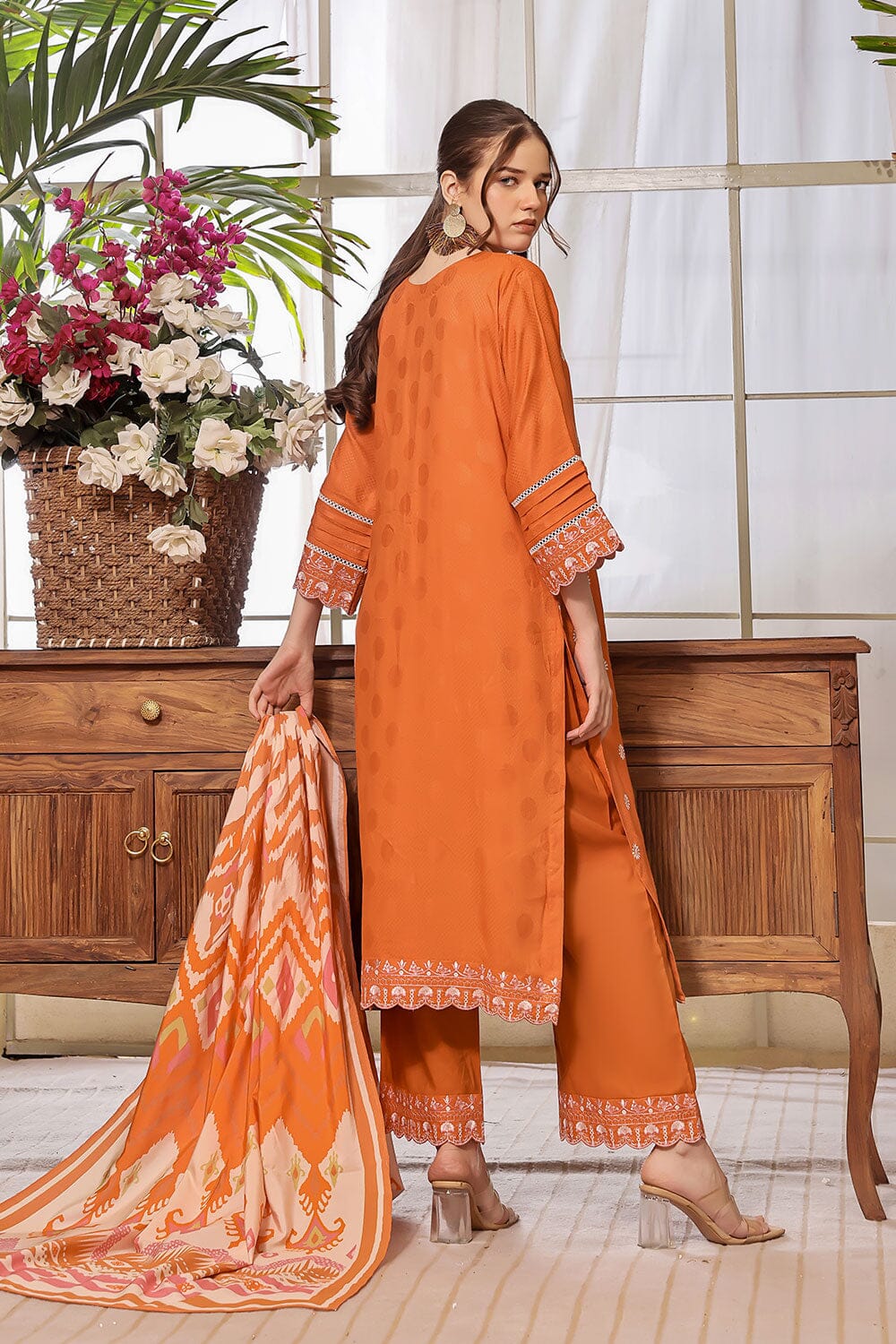 3PC Unstitched Embroidered Jacquard Linen Suit KJE-2284 KHAS STORES 