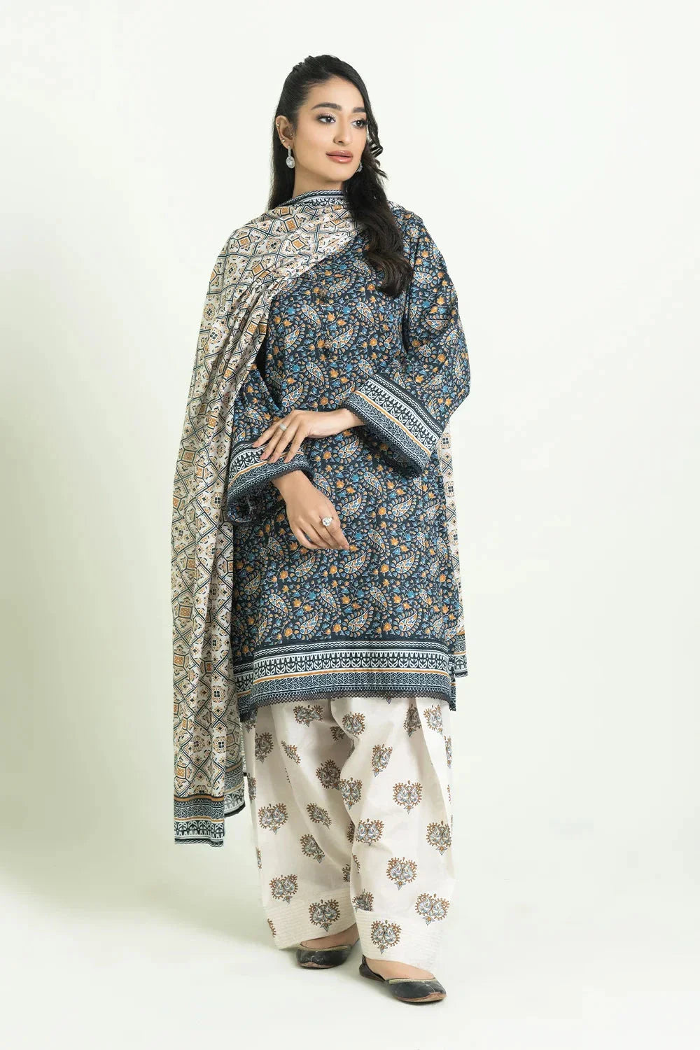 3PC Unstitched Printed Lawn Suit | KLA-3714 Printed KHAS STORES 