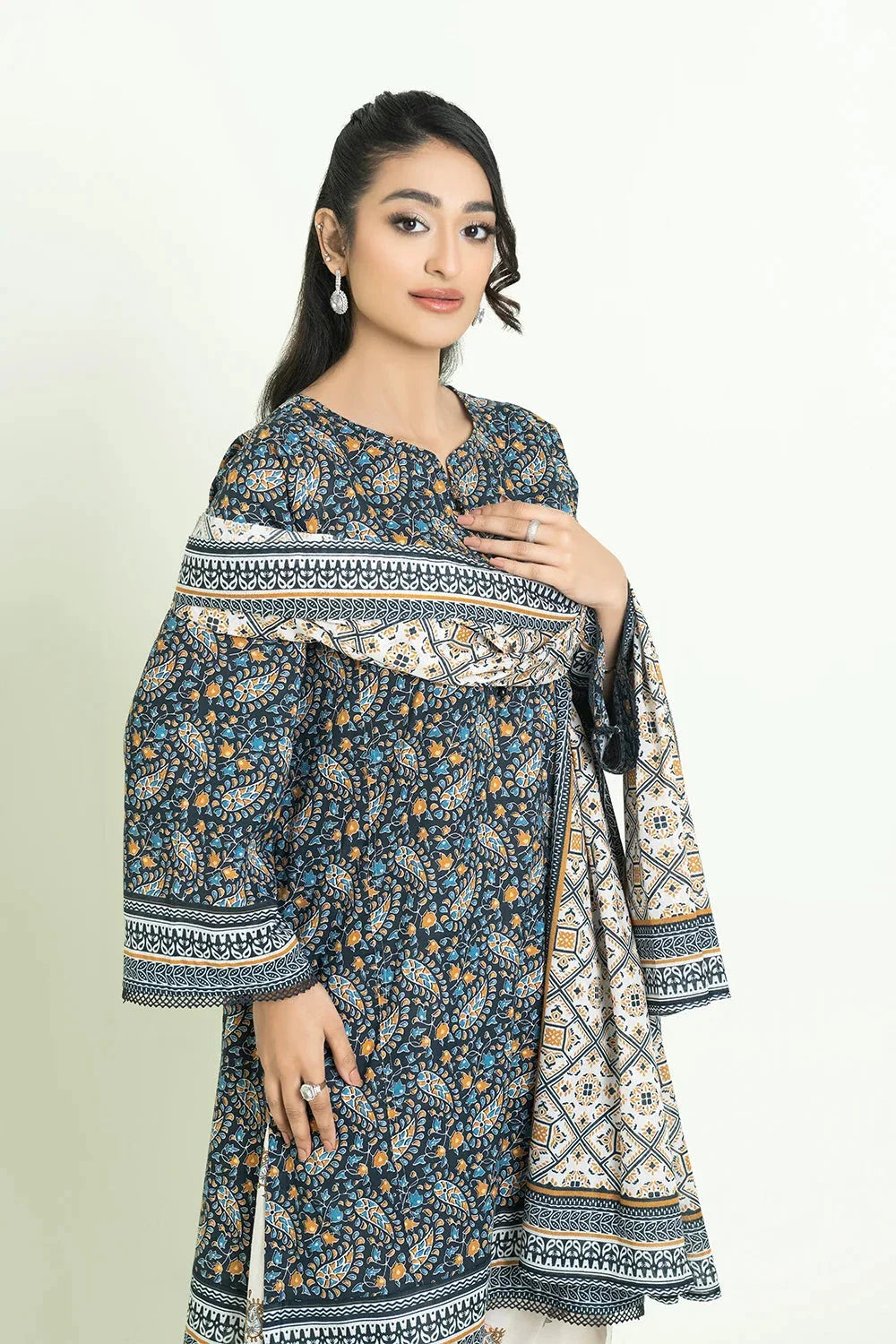 3PC Unstitched Printed Lawn Suit | KLA-3714 Printed KHAS STORES 