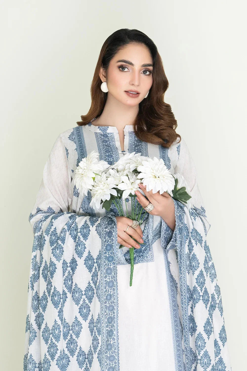 3PC Unstitched Printed Lawn Suit | KLA-3740 Printed KHAS STORES 