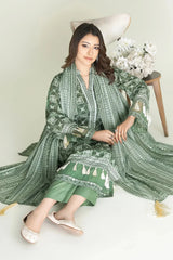 3PC Unstitched Printed Lawn Suit | KLA-3741 Printed KHAS STORES 