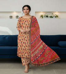 PRINTED KHADDAR WITH WOOL SHAWL 3 PCS SUIT IP-0005