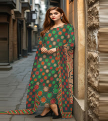PRINTED KHADDAR WITH WOOL SHAWL 3 PCS SUIT IP-0006