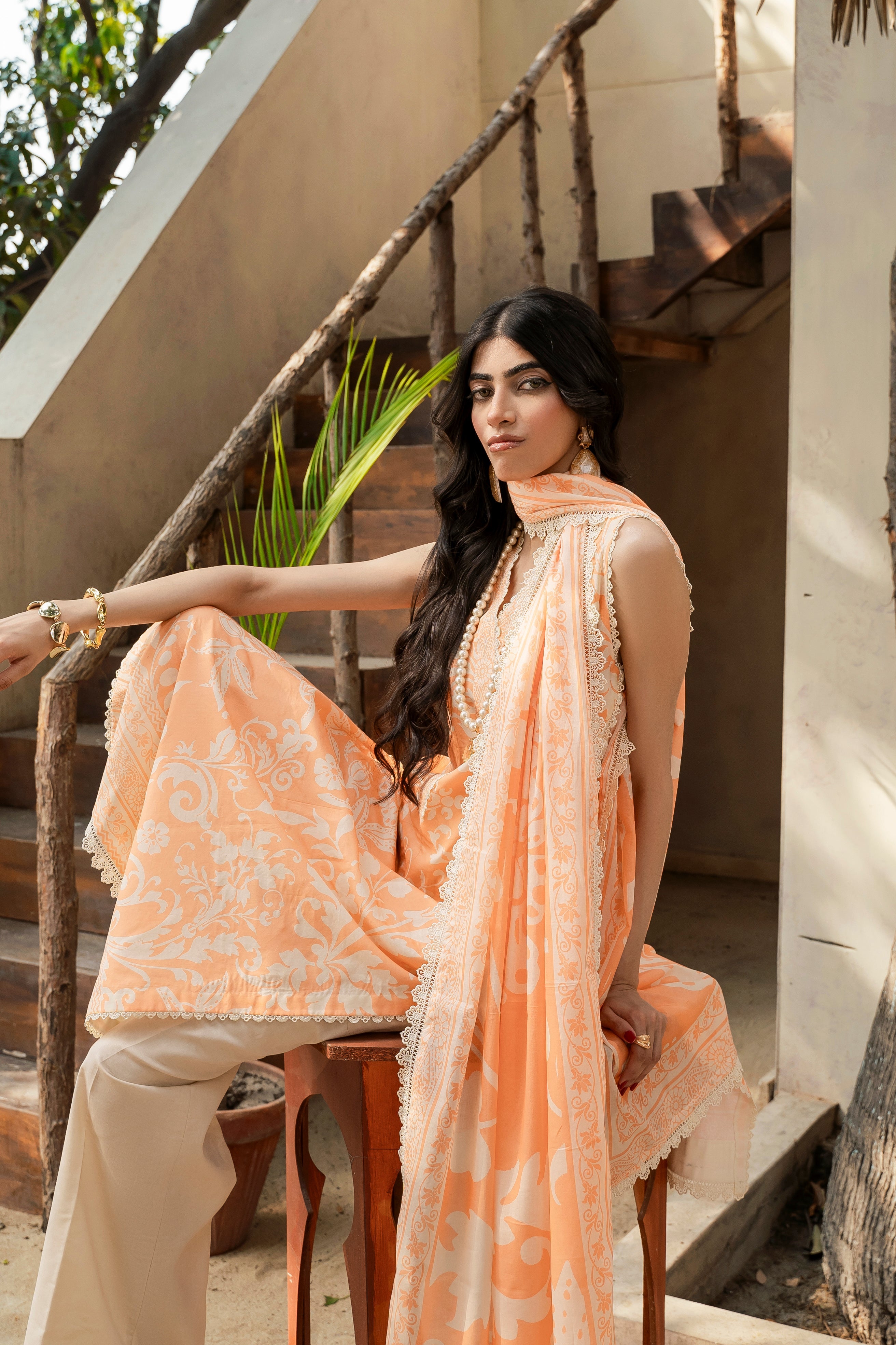 Printed - Lawn - 3pc - D144 - Tarracotta