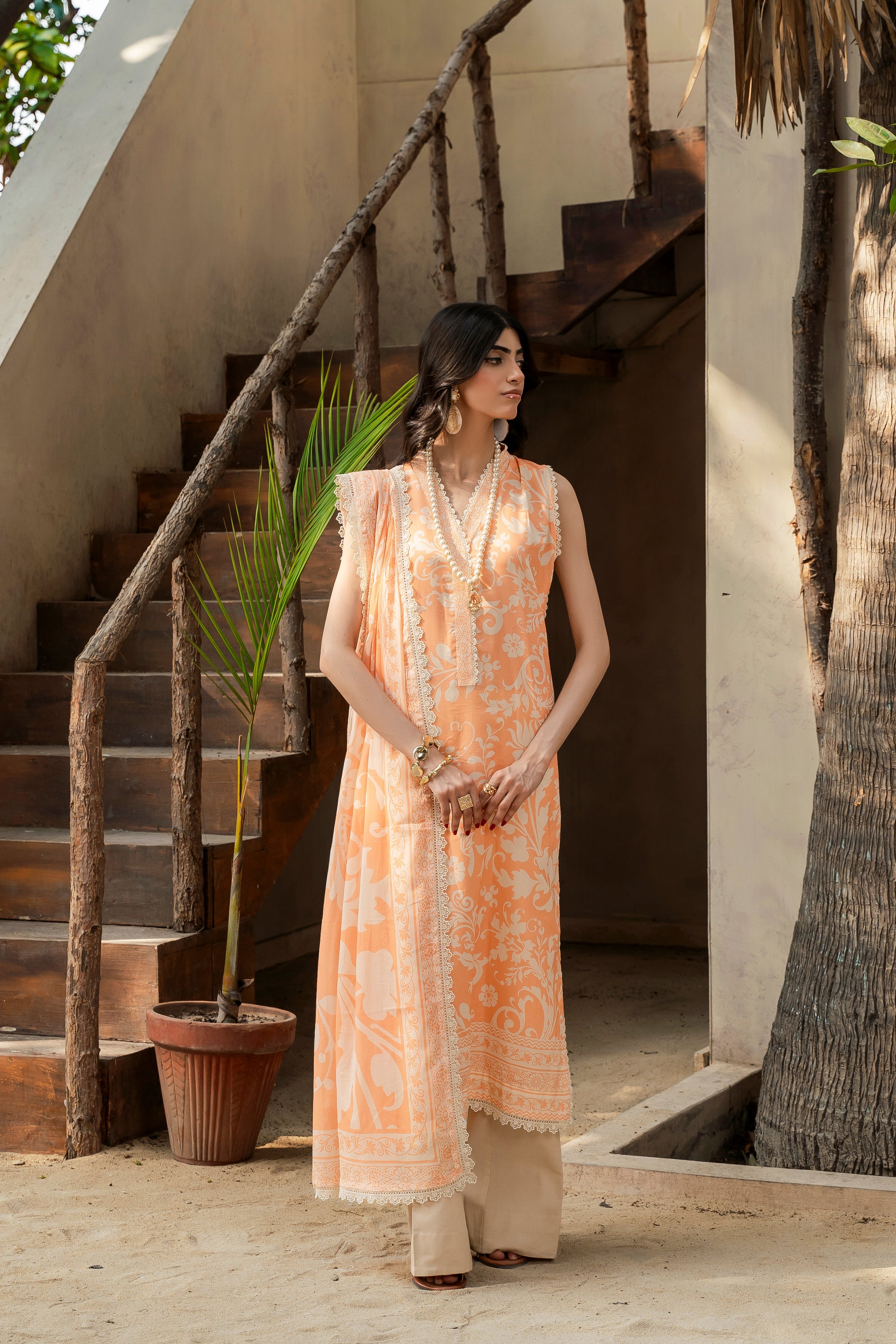 Printed - Lawn - 3pc - D144 - Tarracotta