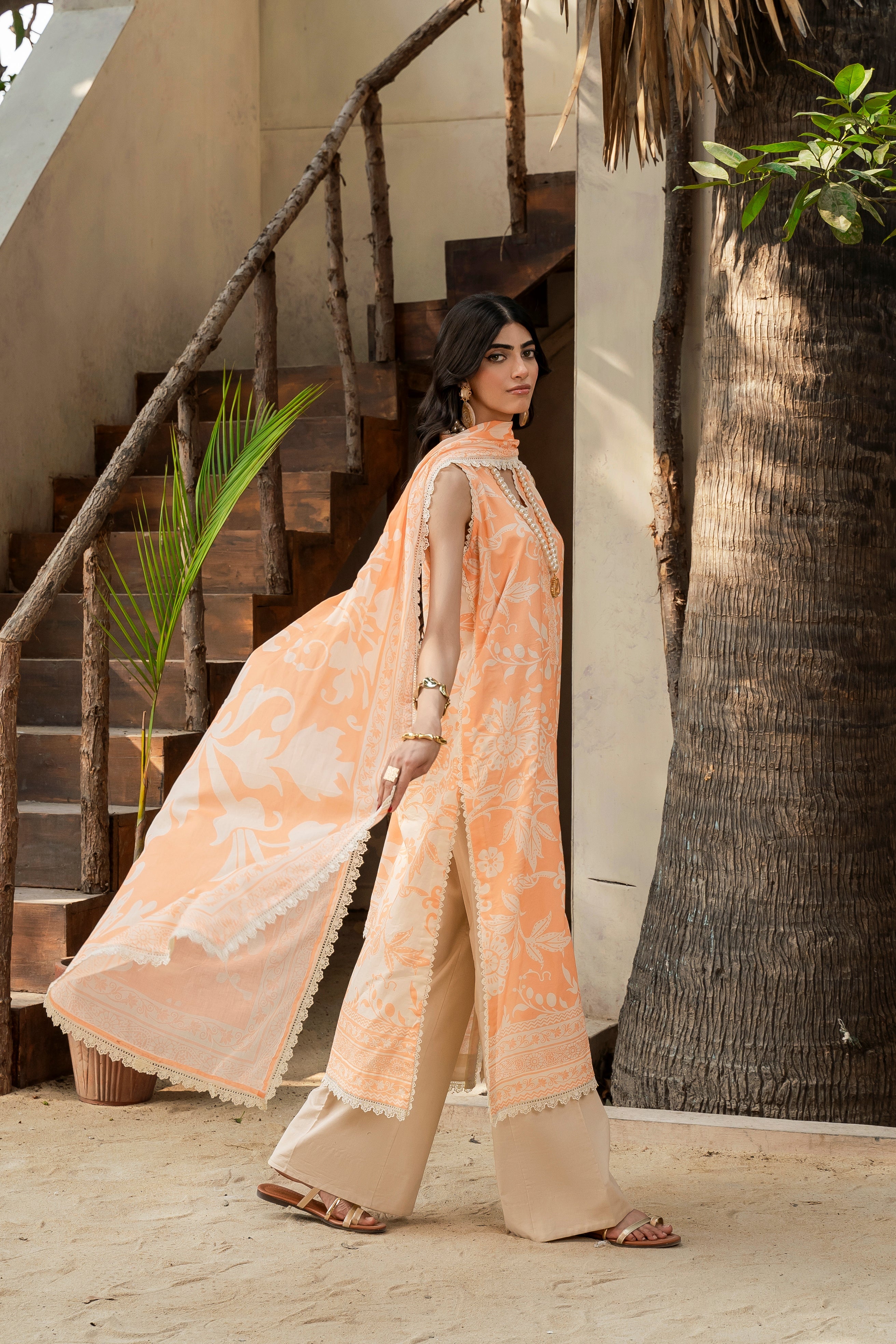Printed - Lawn - 3pc - D144 - Tarracotta