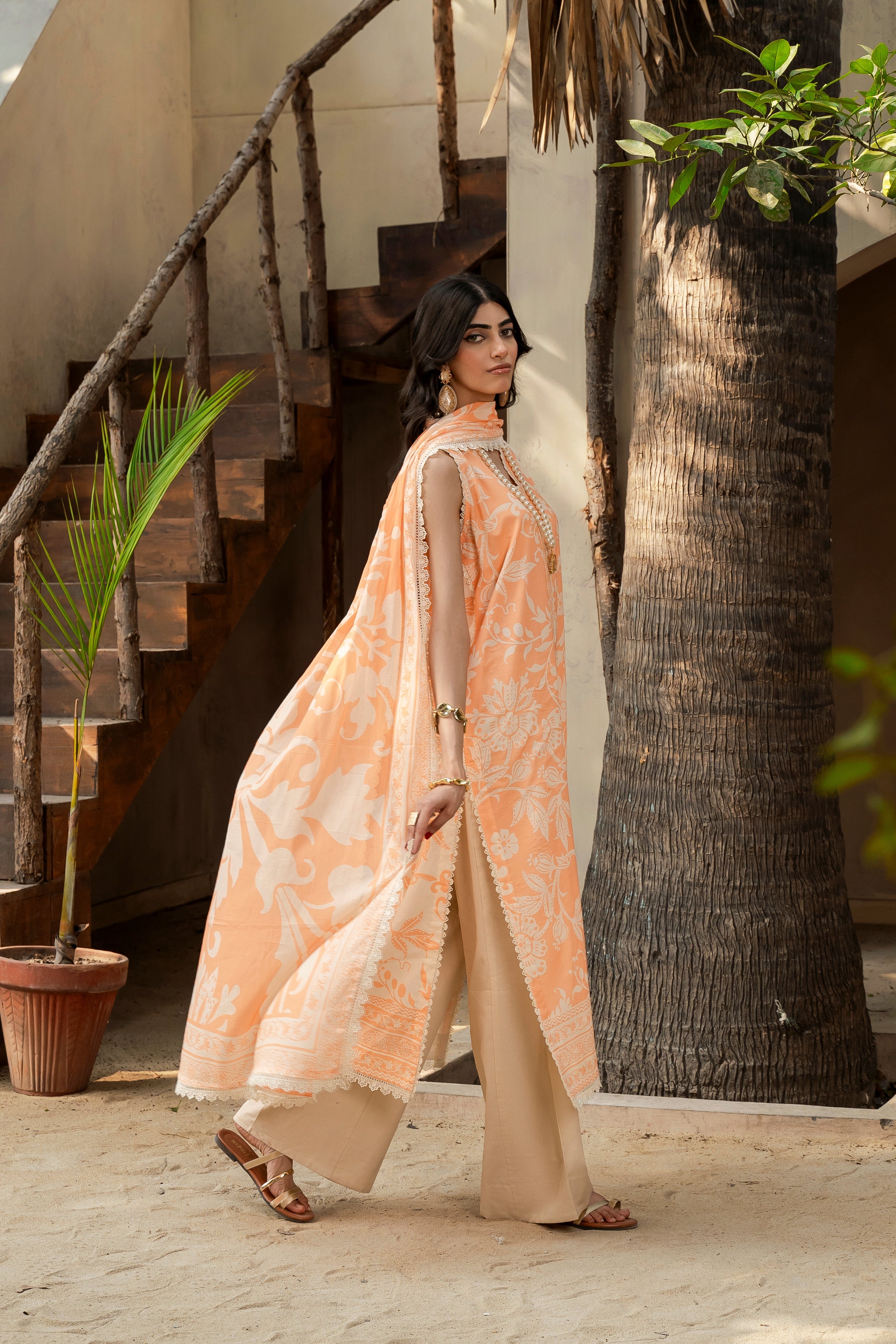 Printed - Lawn - 3pc - D144 - Tarracotta