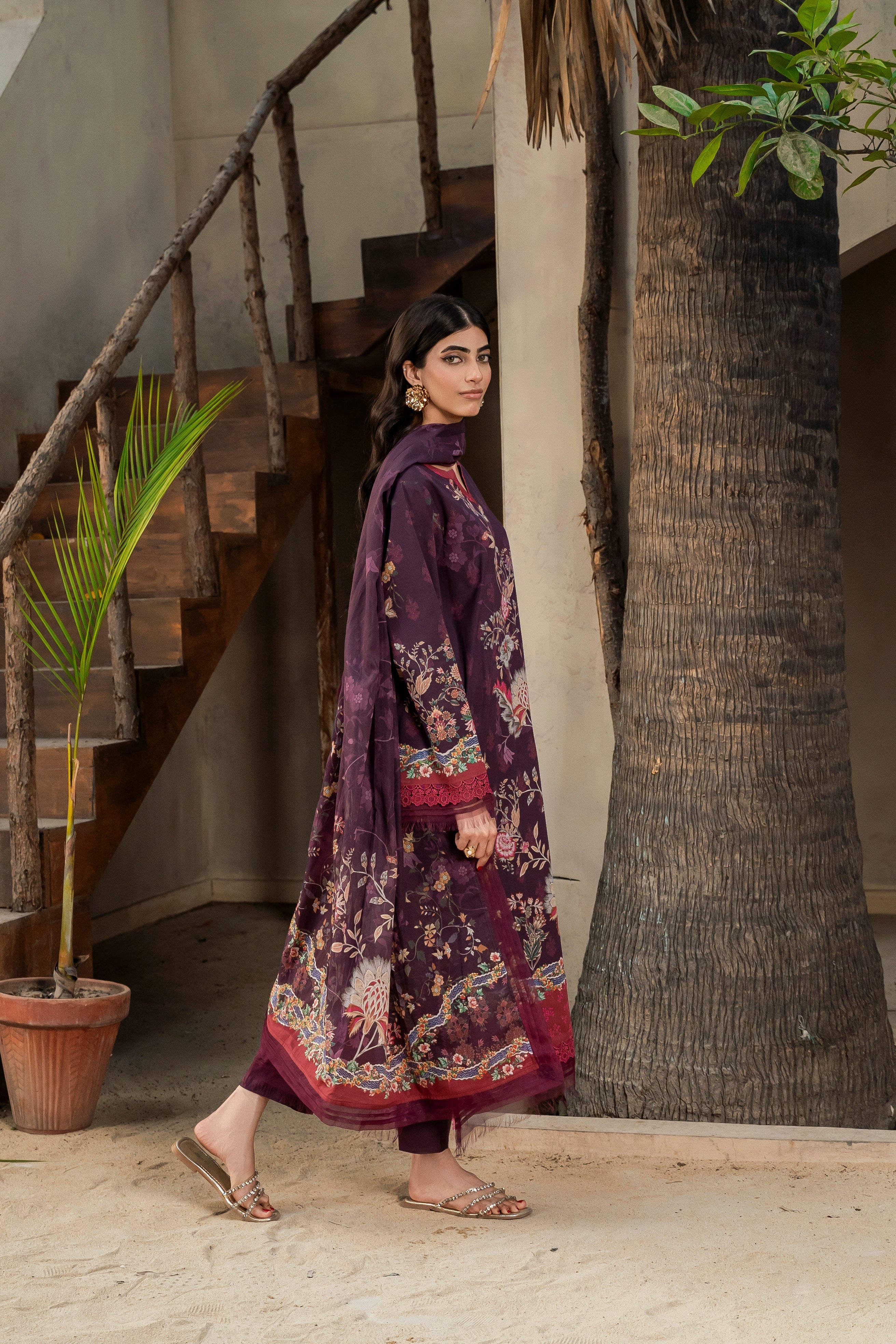 Printed - Lawn - 3pc - D145 - Mulberry